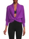 Renee C Women's Twist Plunge Crop Top In Purple