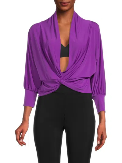 Renee C Women's Twist Plunge Crop Top In Purple