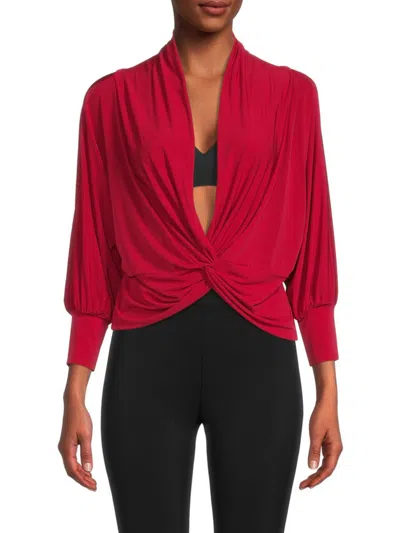 Renee C Women's Twist Plunge Crop Top In Red