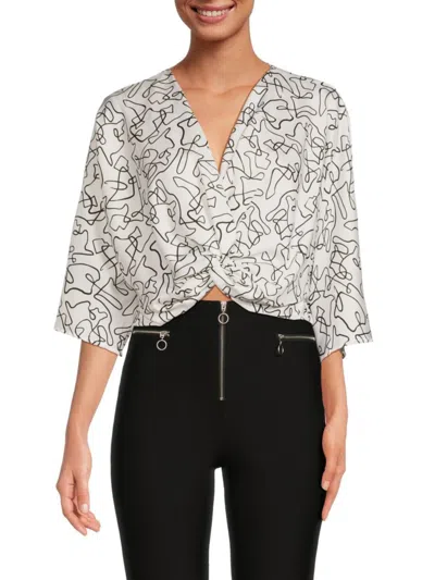 Renee C Women's Twist Satin Crop Top In Multi
