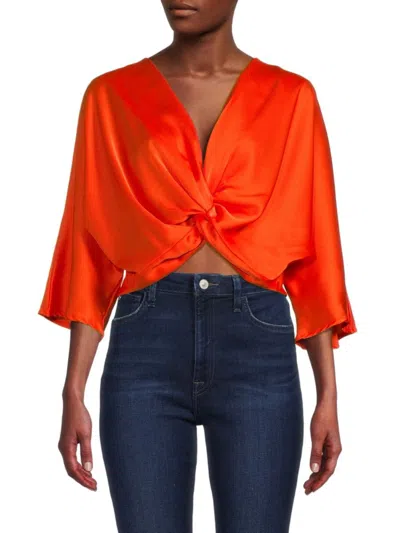 Renee C Women's Twist Satin Crop Top
