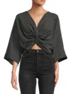 Renee C Women's Twist Satin Crop Top In Black