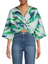Renee C Women's Twist Satin Crop Top In Blue