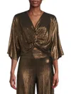 Renee C Women's Twist Satin Crop Top In Bronze