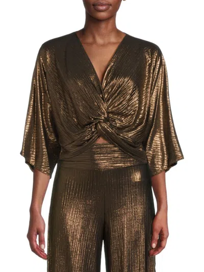 Renee C Women's Twist Satin Crop Top In Bronze