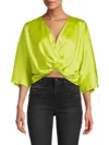 Renee C Women's Twist Satin Crop Top In Citron