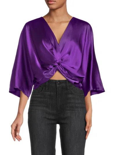 Renee C Women's Twist Satin Crop Top In Dark Purple