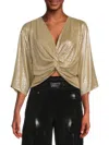 Renee C Women's Twist Satin Crop Top In Gold