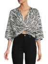 Renee C Women's Twist Satin Crop Top In Ivory