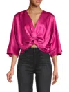 Renee C Women's Twist Satin Crop Top In Magenta