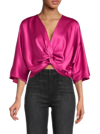 Renee C Women's Twist Satin Crop Top In Magenta