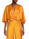 Renee C Women's Twist Satin Crop Top In Marigold