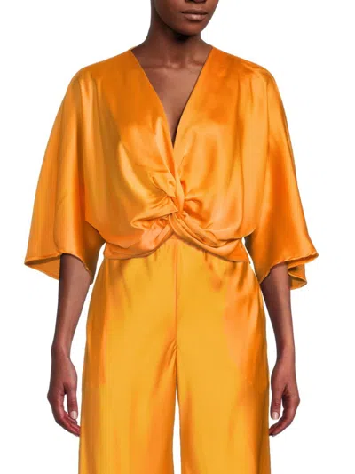 Renee C Women's Twist Satin Crop Top In Marigold