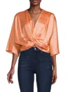 Renee C Women's Twist Satin Crop Top In Melon