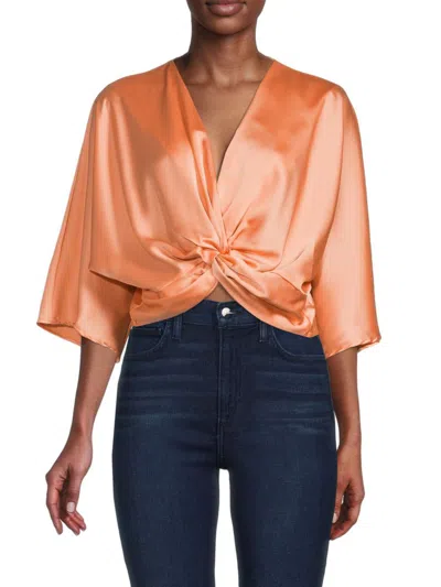 Renee C Women's Twist Satin Crop Top In Melon