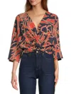 Renee C Women's Twist Satin Crop Top In Navy