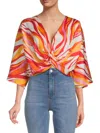 Renee C Women's Twist Satin Crop Top In Orange