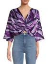 Renee C Women's Twist Satin Crop Top In Purple