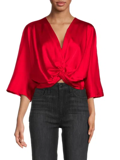 Renee C Women's Twist Satin Crop Top In Red