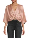 Renee C Women's Twist Satin Crop Top In Rose