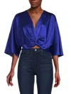 Renee C Women's Twist Satin Crop Top In Royal Blue