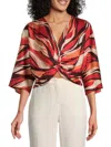 Renee C Women's Twist Satin Crop Top In Rust