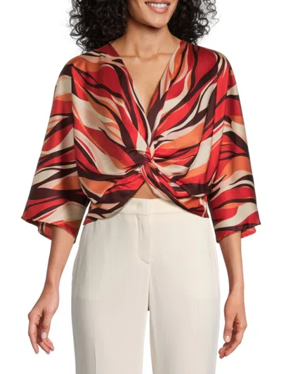 Renee C Women's Twist Satin Crop Top In Rust