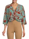 Renee C Women's Twist Satin Crop Top In Seafoam