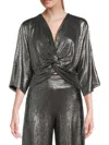 Renee C Women's Twist Satin Crop Top In Silver