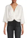 Renee C Women's Twist Satin Crop Top In Taupe