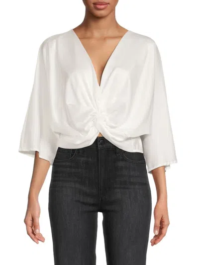 Renee C Women's Twist Satin Crop Top In Taupe