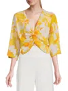 Renee C Women's Twist Satin Crop Top In Yellow