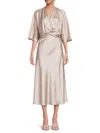 Renee C Women's Twist Satin Midi Dress In Beige