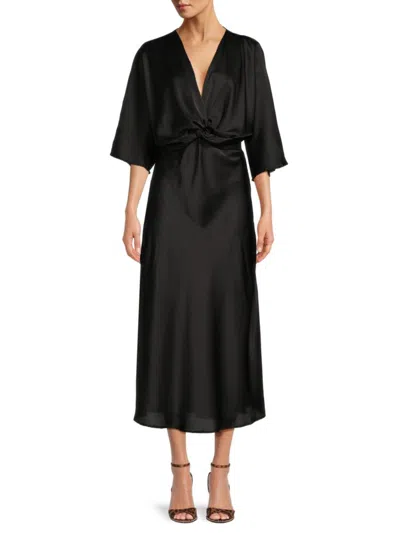 Renee C Women's Twist Satin Midi Dress In Black