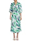 Renee C Women's Twist Satin Midi Dress In Blue