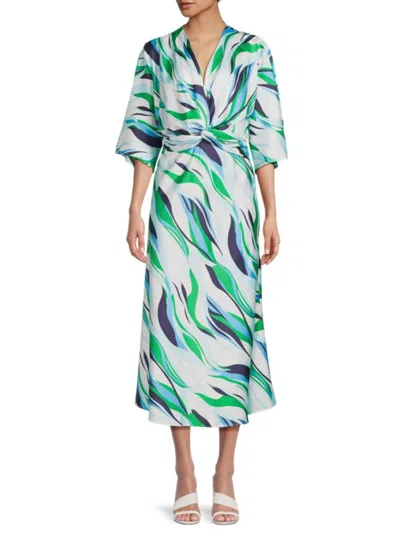 Renee C Women's Twist Satin Midi Dress In Blue