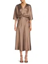 Renee C Women's Twist Satin Midi Dress In Dune