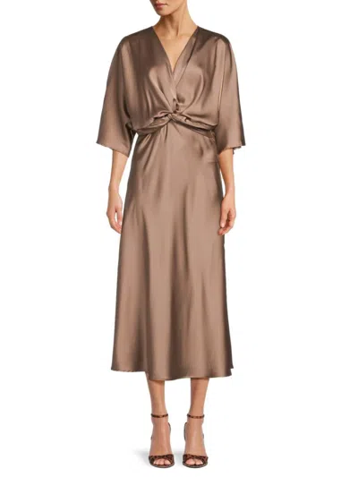 Renee C Women's Twist Satin Midi Dress In Dune