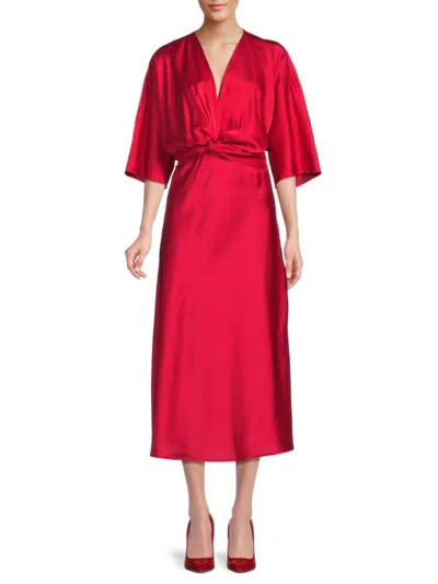 Renee C Women's Twist Satin Midi Dress In Red