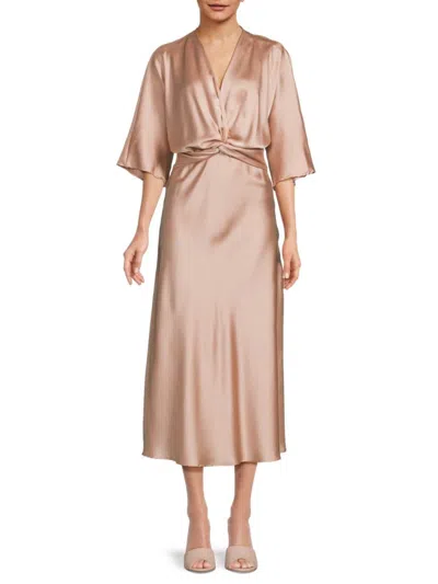 Renee C Women's Twist Satin Midi Dress In Rose