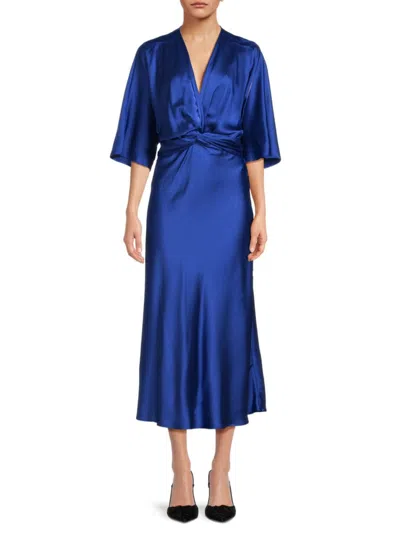 Renee C Women's Twist Satin Midi Dress In Royal Blue