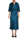 Renee C Women's Twist Satin Midi Dress In Teal