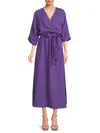 Renee C Women's Belted Midi Dress In Purple