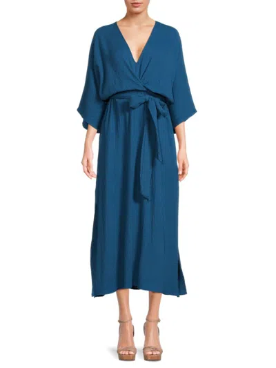 Renee C Women's Belted Midi Dress In Teal