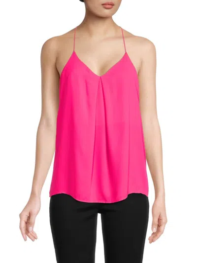 Renee C Women's V Neck Racerback Top In Fuchsia