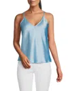 Renee C Women's V Neck Satin Camisole Top In Baby Blue