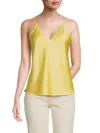 Renee C Women's V Neck Satin Camisole Top In Yellow