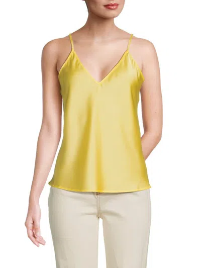 Renee C Women's V Neck Satin Camisole Top In Yellow