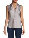 Renee C Women's V Neck Satin Top In Dusty Lavender