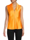 Renee C Women's V Neck Satin Top In Marigold